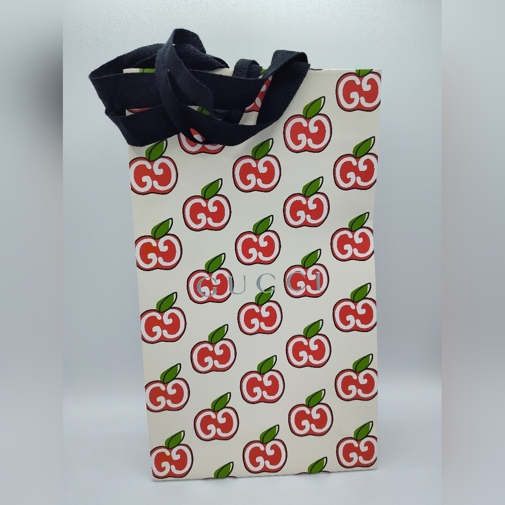 GUCCI Apple Print Gift Bag | Rare GG Apple Logo Shopping Packaging Collector - Picture 2 of 10